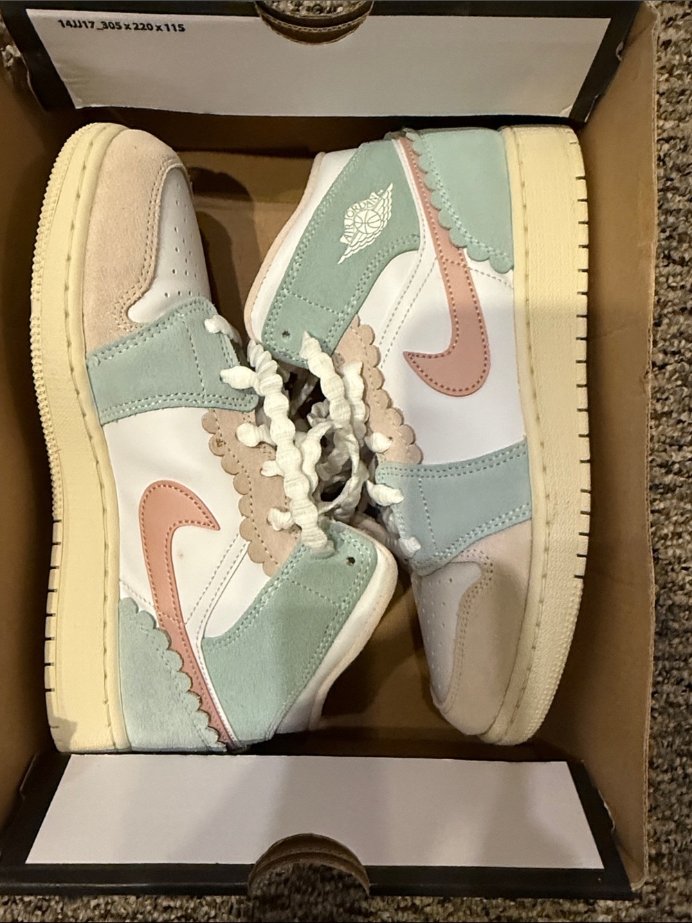 Jordan Kids Sneakers in Mint Green, Blush Pink, Cream, White
